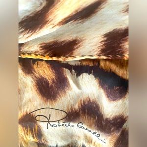 Roberto Cavalli - Leopard Print 100% Silk Scarf W/ Black Trim